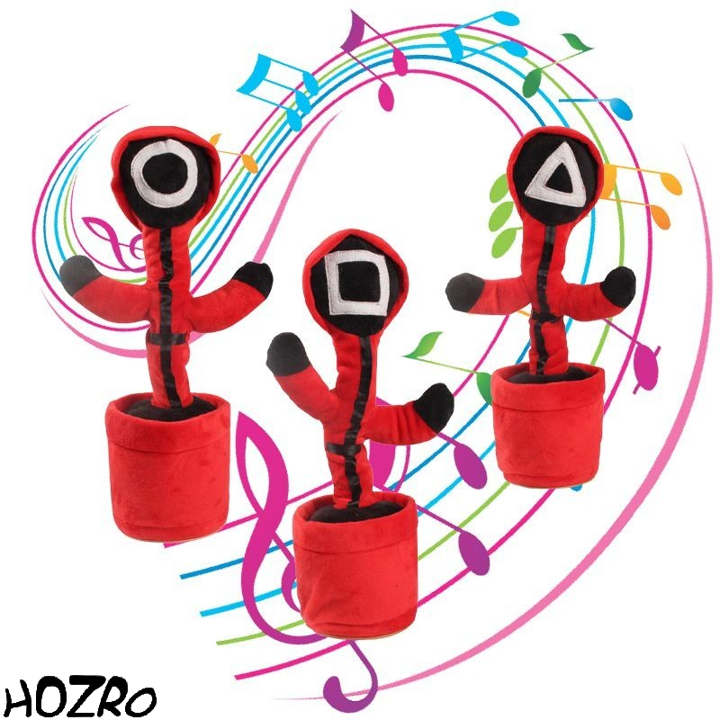Jucărie Interactivă HOZRO, Cactus Dansator Squid Game – Imitație, Cântă și Dansează, cu Lumină și Sunet, 32 cm, Roșu-Negru HOZRO