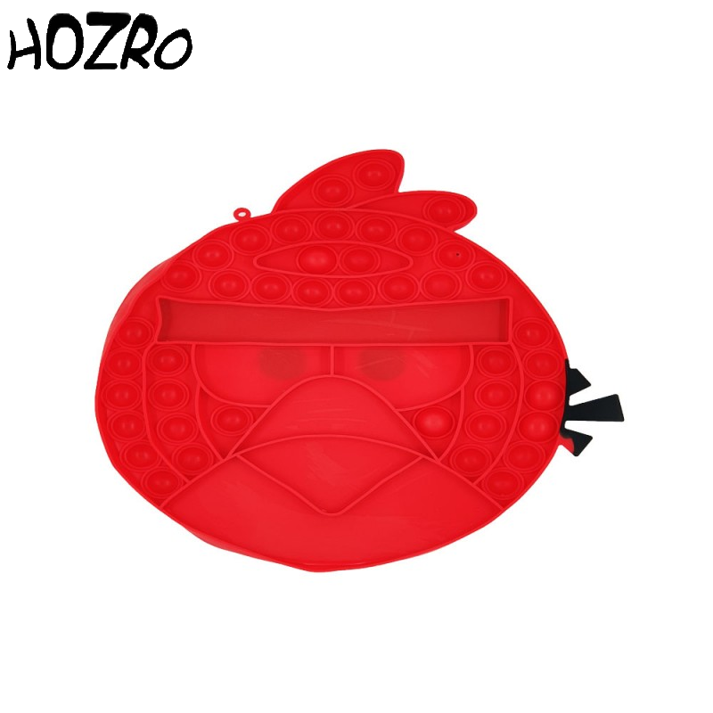 Jucarie Senzoriala HOZRO, Antistres Pop It Now and Flip It, Push Bubble, 20 x 20 cm, Model Angry Birds, Rosu HOZRO