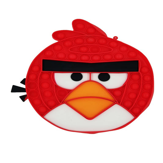Jucarie Senzoriala HOZRO, Antistres Pop It Now and Flip It, Push Bubble, 20 x 20 cm, Model Angry Birds, Rosu HOZRO