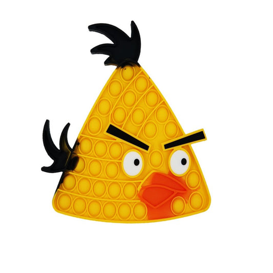 Jucarie Senzoriala HOZRO, Antistres Pop It Now and Flip It, Push Bubble, 21 x 21 cm, Model Angry Birds, Galben HOZRO