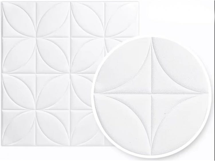 Set Tapet 3D Hozro, GROSIME 5MM, autoadeziv, Model geometric, design modern, foarte usor de montat, Tapet alb HOZRO