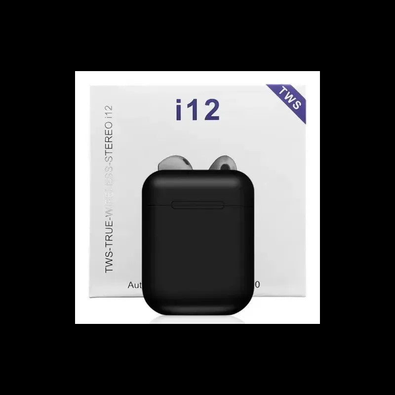 Casti wireless Bluetooth I12 Stereo cu Functie apelare, Control muzica, Cutie incarcare inclusa, Android/ iOS, Negru BESTSELLS