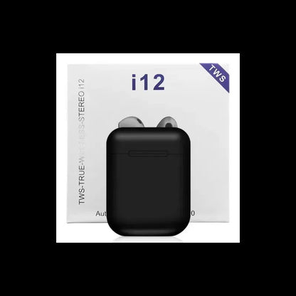 Casti wireless Bluetooth I12 Stereo cu Functie apelare, Control muzica, Cutie incarcare inclusa, Android/ iOS, Negru BESTSELLS
