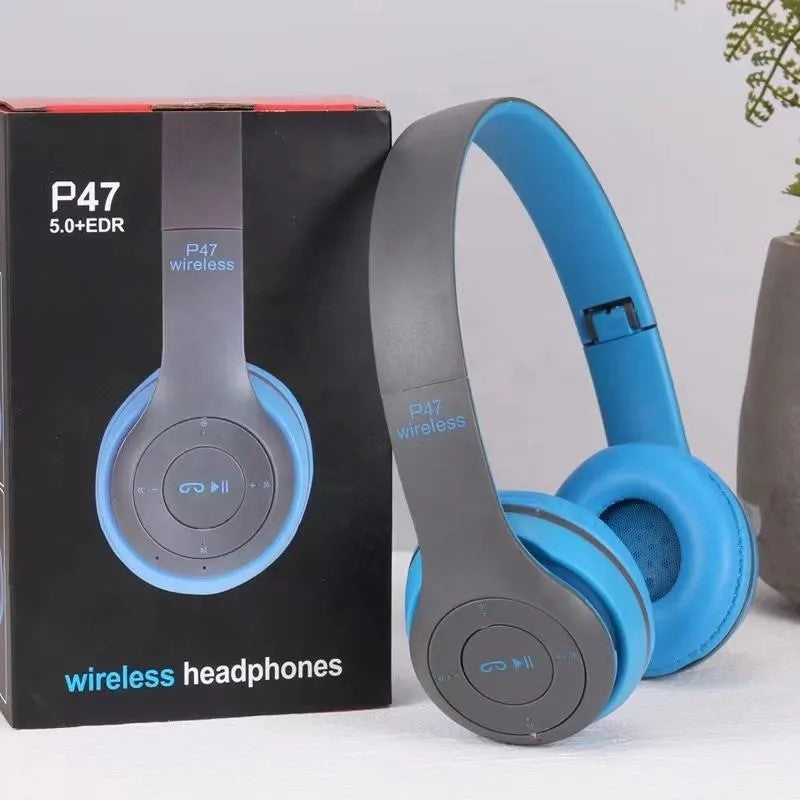 Căști Audio P47 Blue 5.0+EDR Wireless Bluetooth cu Radio MP3 – Sunet Clar, Confort și Funcționalitate Avansată!🎶 BESTSELLS