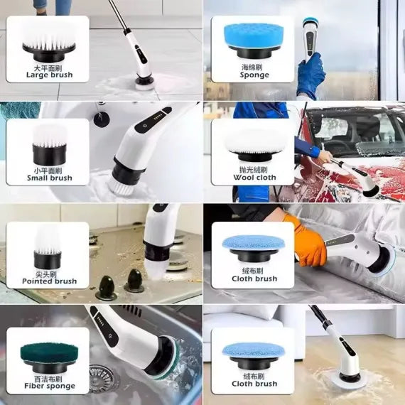 Perie HOZRO Electrica Rotativa 7 in 1, 7 capete incluse, 2 viteze, pentru curatare pete dificile, maner reglabil si detasabil, autonomie ridicata, indicator LED BESTSELLS