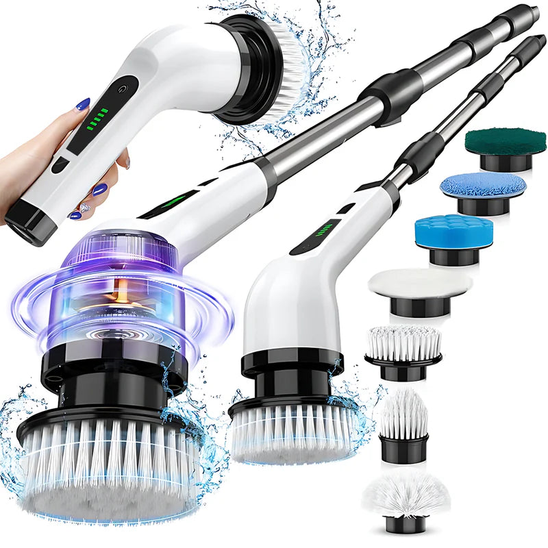 Perie HOZRO Electrica Rotativa 7 in 1, 7 capete incluse, 2 viteze, pentru curatare pete dificile, maner reglabil si detasabil, autonomie ridicata, indicator LED BESTSELLS