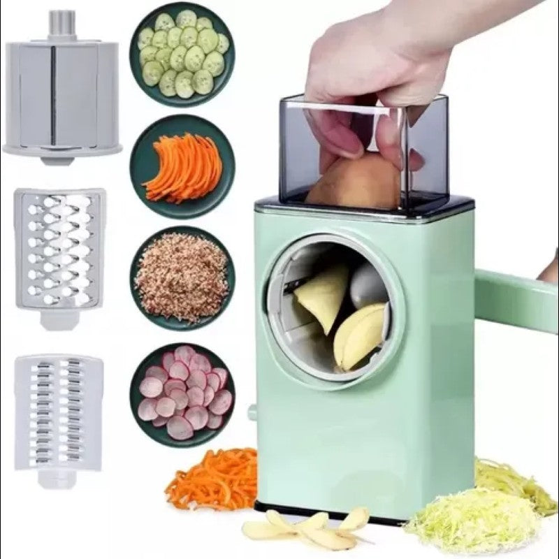 Razatoare multifunctionala, cu manivela 3 in 1, pentru legume/fructe/branzeturi, cu 3 tipuri de lame rotative BESTSELLS