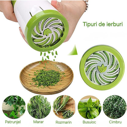 Rășniță Manuală pentru Ierburi Aromatice și Verdețuri HOZRO, Calitate Premium, 6 Lame Ascuțite din Oțel Inoxidabil, Design Ergonomic, pentru Pătrunjel, Mărar, Busuioc sau Mentă, Verde/Alb HOZRO