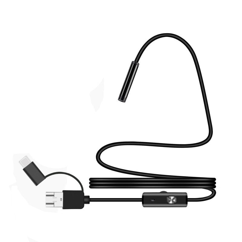 Camera endoscopica, grad industrial, 3 in 1, 7mm, 1m Hardwire, rezolutie 640x480, 1, 3 megapixeli, USB, Type-C, IP67 rezistent la apa, conexiune OTG, lumini LED, potrivita pentru mai multe scene, compacta si portabila, negru BESTSELLS