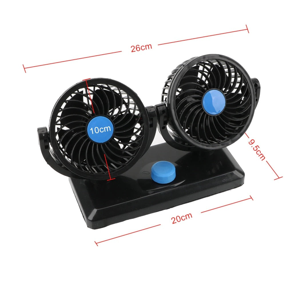 Ventilator dublu, HOZRO , alimentare USB, 2 trepte de viteza, rotatie 360°portabil, pentru masa, birou sau masina HOZRO