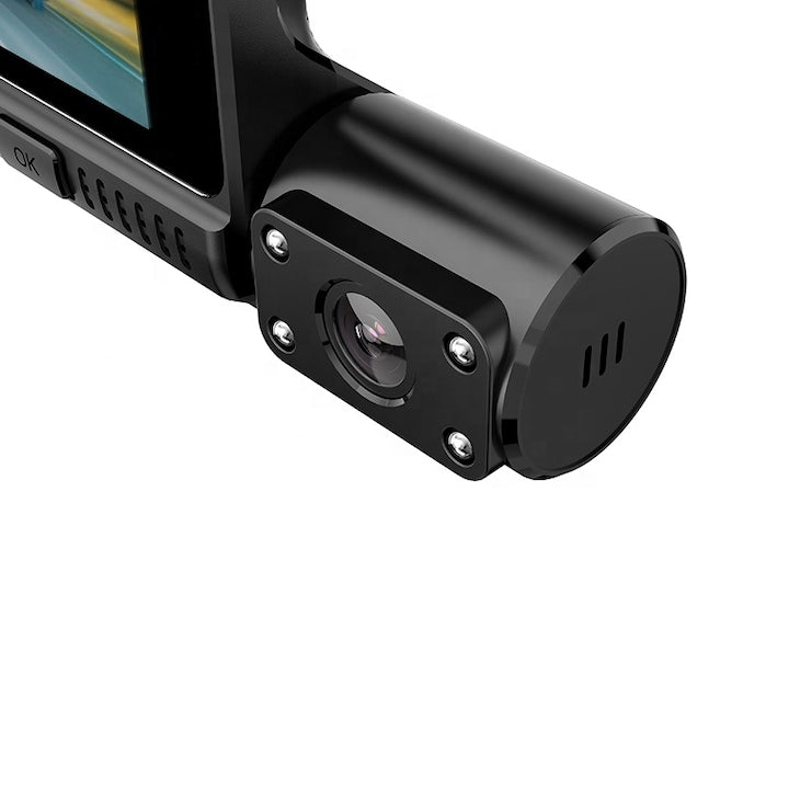 Camera auto tripla HOZRO®, Full HD 1080P, monitor 4inch TOUCHSCREEN, bord+habitaclu+spate, rezolutie ultra, 170 grade unghi extra-larg de filmare, senzor G, vedere nocturna, Functie Foto HOZRO
