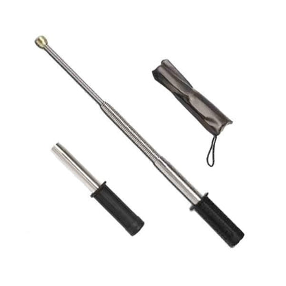 Baston telescopic Hozro® din otel inoxidabil cu 3 Elementi cu maner antialunecare si mecanism extensibil design compact si rezistent Gri HOZRO