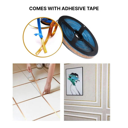 Banda Etansare Cada, Plita, Vas WC, Cabina de Dus, Ferestre si Alte Obiecte, Puternic Autoadeziva, Auriu, 8 mm x 6 m, Hozro® HOZRO
