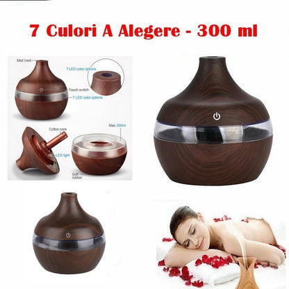 Umidificator cu Aromaterapie și Lampă de Noapte 025 stejar deschis/inchis HOZRO