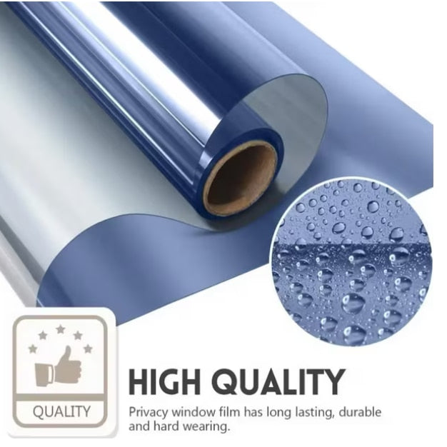Folie Reflexiva Hozro pentru Geamuri Termopan, Efect de Oglinda, Protectie Solara UV,  Albastru , 60 x 300 cm HOZRO