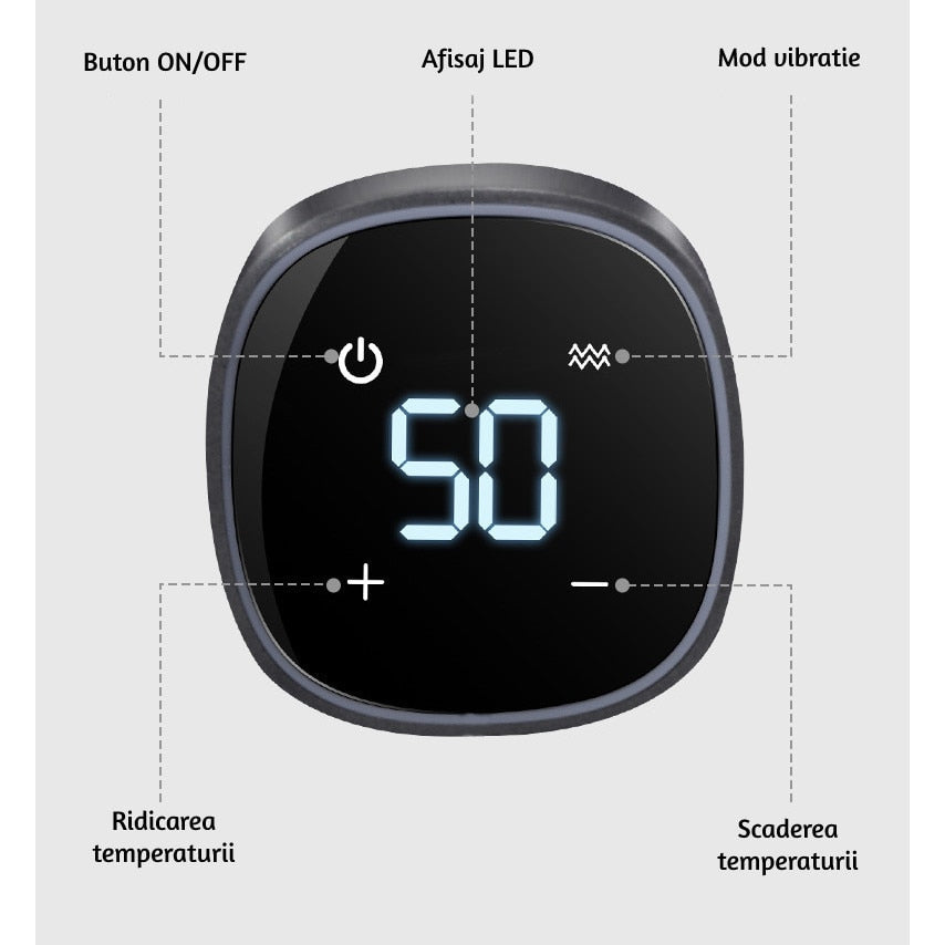 Genunchieră Multifuncțională cu Încălzire și Masaj Horzo – Aparat Electric cu Vibrații pentru Genunchi, Umăr și Cot, Afișaj LED, Gri HOZRO