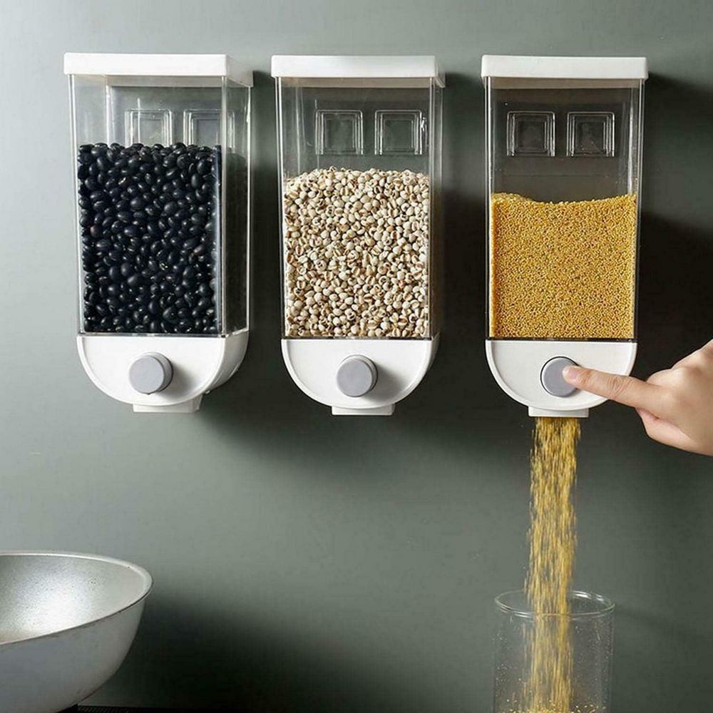 📢 Dozator Dispenser HOZRO, pentru Cereale și Boabe – Alb, 1 KG | Organizare și Prospețime în Bucătăria Ta! HOZRO