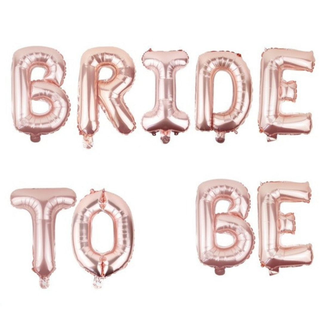 Set baloane folie nunta, Bride to be HOZRO, 340x40 cm, rose gold, Accesorii Elegante pentru Petrecerea Burlăcițelor, Nuntă sau Evenimente Tematice, Material Rezistent și Lucios HOZRO