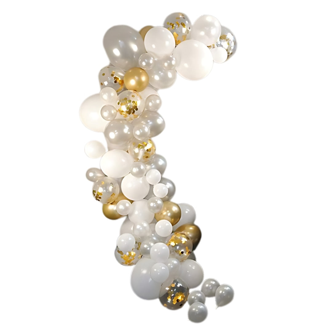 Set 68 baloane Arcada din latex Hozro®, auriu/alb, 25 cm, Accesorii Elegante pentru Petreceri, Nuntă sau Evenimente Tematice, Material Rezistent HOZRO