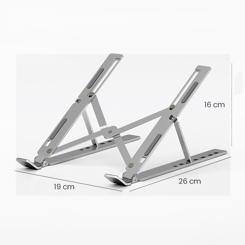 Suport pentru Laptop, HOZRO, Suport Portabil Pliabil, Universal Reglabil Suspendat pentru Tableta, din Aliaj si ABS, 100-160 mm, 26 x 19 x 16 cm, Silver Gray BESTSELLS