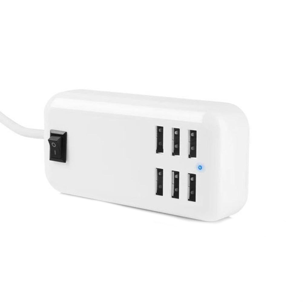 Încărcător 6 Hub USB Fast Charge HOZRO, 6 porturi, USB 5V 3A Adaptor de perete, Incarcare telefon mobil Universal, cu comutator ON/OFF HOZRO