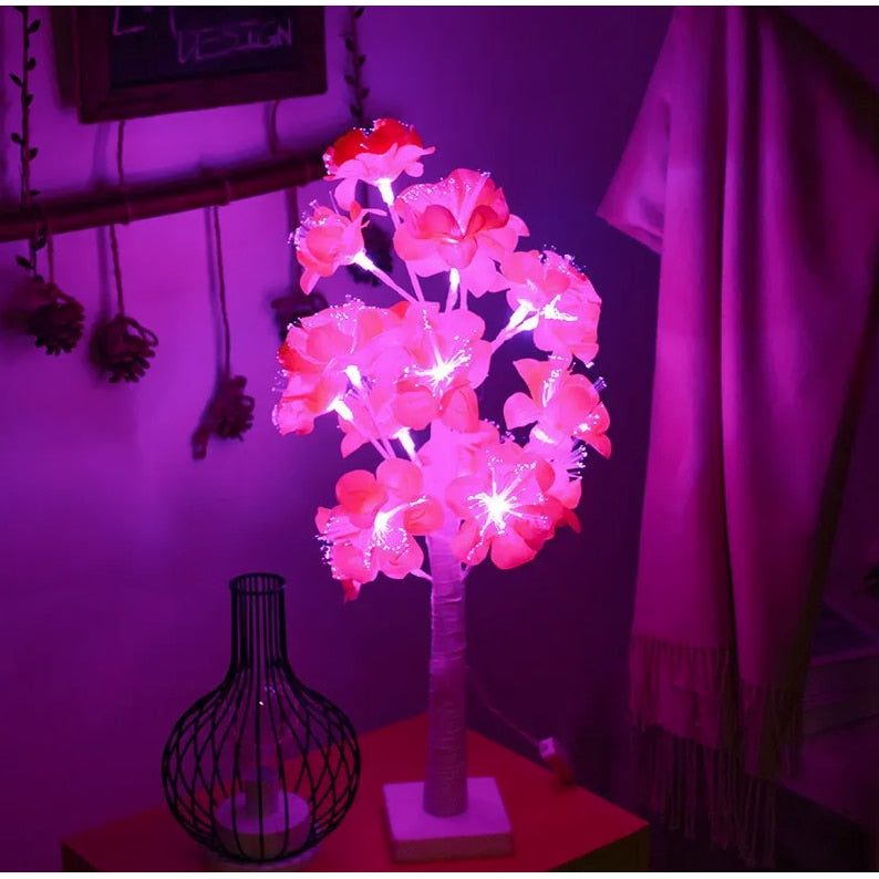 Pomisor decorativ de Craciun Hozro®, Veioza tip copacel cu Trandafiri, 36 LED-uri, Inaltime 40 cm, Alb HOZRO