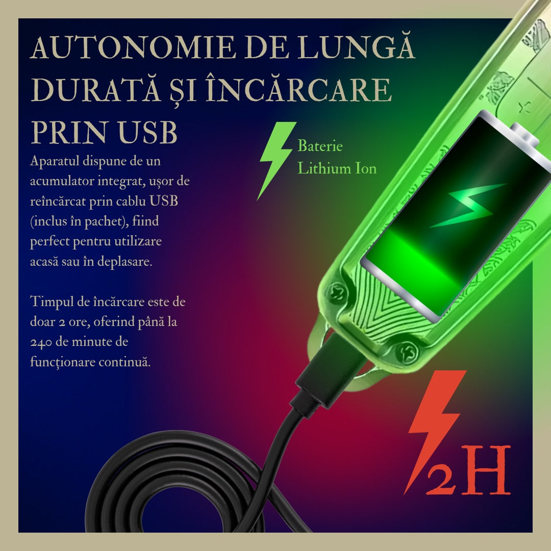 Aparat de tuns HOZRO VGR V901, profesional, cu 4 capete distantiere, functie de auto-testare, lame din ceramica, acumulator 1600 mAh lithium ion, incarcare USB, 5500-7000 RPM, display LED BESTSELLS