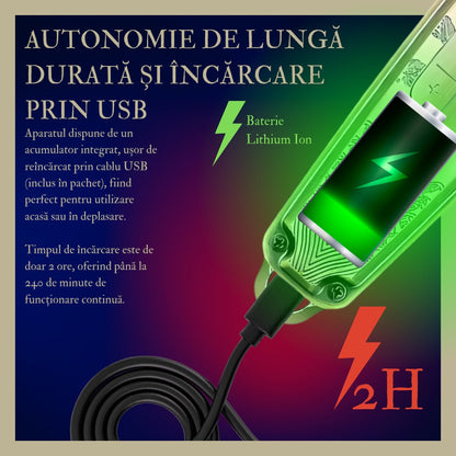 Aparat de tuns HOZRO VGR V901, profesional, cu 4 capete distantiere, functie de auto-testare, lame din ceramica, acumulator 1600 mAh lithium ion, incarcare USB, 5500-7000 RPM, display LED BESTSELLS
