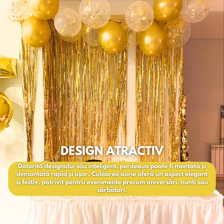 🌟PACHET PETRECERE BALOANE-  HOZRO Set 166 baloane Arcada din latex Hozro®, auriu/alb, 25 cm, Cu confetii + 4 bucati Perdea petrecere Gold BESTSELLS