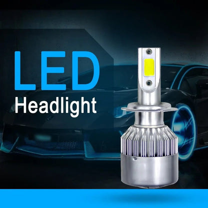 Bec far auto LED C6 K0323-0806-CJ4334 Hozro, 72W 12V COB, 7200 lm, 6000K alb, set 2 buc, compatibil H1/H3/H4/H7/H8/H9/H11/9005/9006 HOZRO