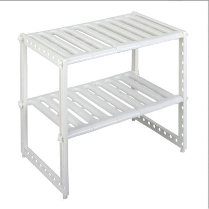 Raft Organizator HOZRO, Suport cu 2 rafturi, telescopic si multifunctional, plastic HOZRO