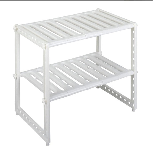 Raft Organizator HOZRO, Suport cu 2 rafturi, telescopic si multifunctional, plastic HOZRO