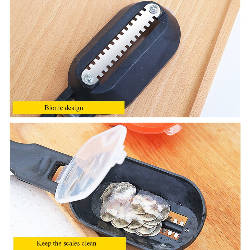 Dispozitiv HOZRO, Practic și Ușor de Utilizat pentru Curățarea Peștilor, solzi si viscere, cu Capac de Protecție, lame Inox, Design Ergonomic– Ideal pentru Bucătărie, Rapid și Curat BESTSELLS