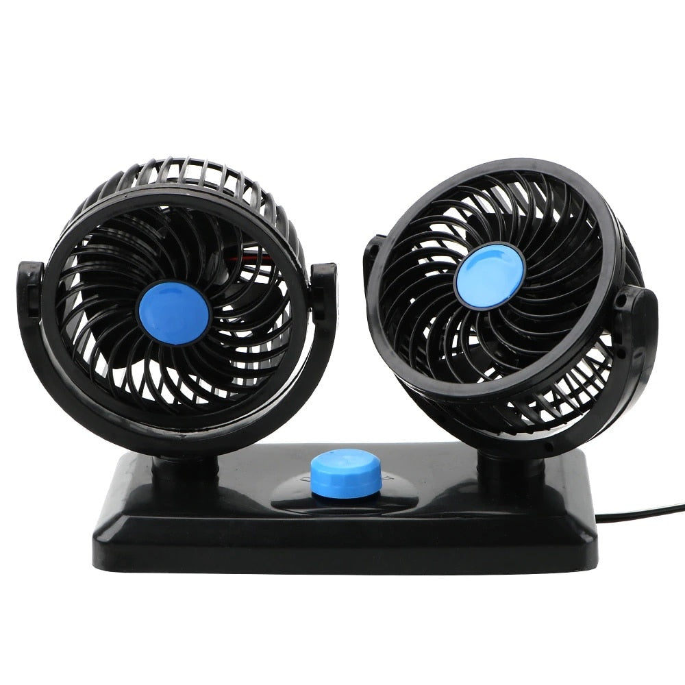 Ventilator dublu, HOZRO , alimentare USB, 2 trepte de viteza, rotatie 360°portabil, pentru masa, birou sau masina HOZRO