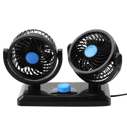 Ventilator dublu, HOZRO , alimentare USB, 2 trepte de viteza, rotatie 360°portabil, pentru masa, birou sau masina HOZRO