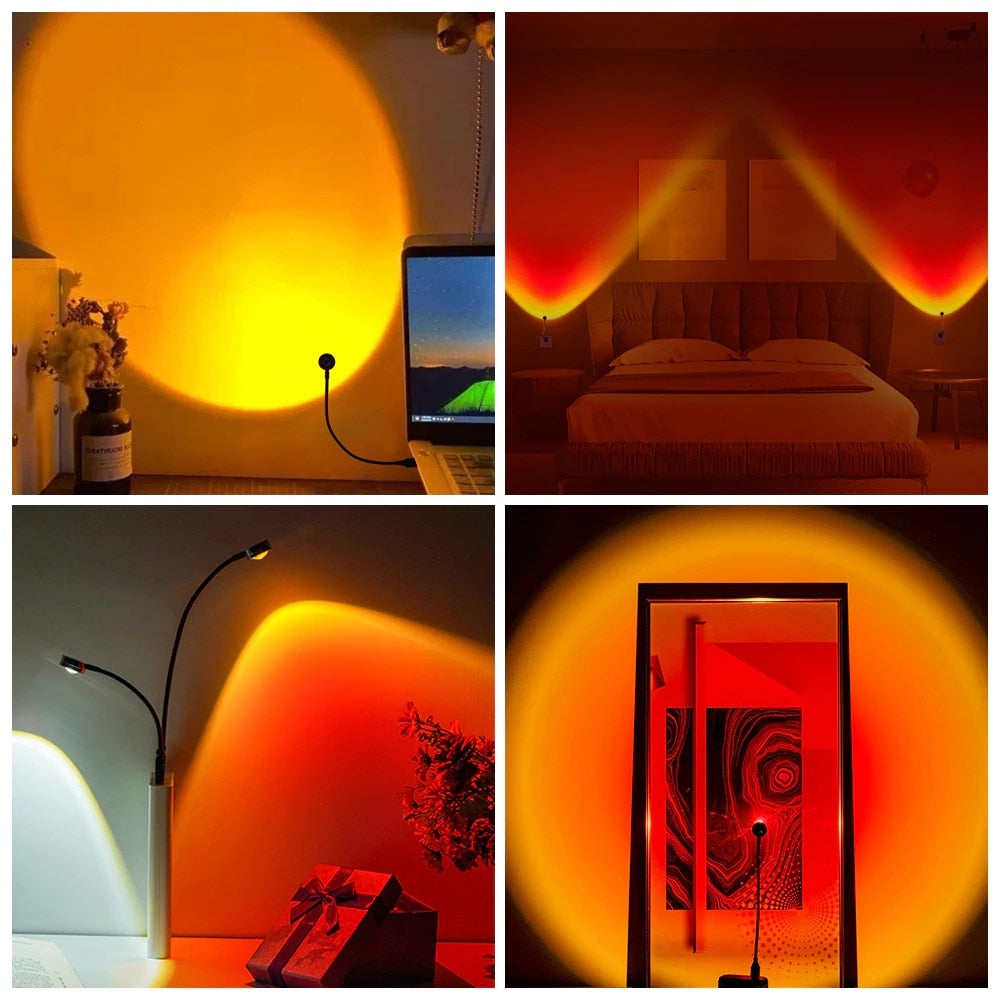 Lampa ambientala RGB, HOZRO, efecte de lumini, control prin aplicatie telefon, telecomanda, proiecteaza Apus de Soare, cap rotativ 360°, Negru BESTSELLS