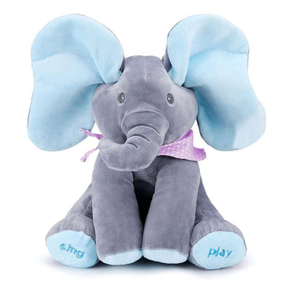 🐘 Elefănțelul Interactiv Cucu-Bau HOZRO – Jucăria de Pluș care Cântă și Își Mișcă Urechile (30 cm) HOZRO