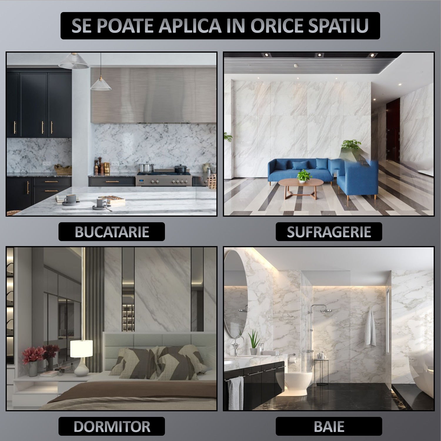 Set placi Hozro, Tapet imitatie Marmura decorativa, autoadezive, model abstract, 30x60 cm, P8807, grosime 2mm BESTSELLS