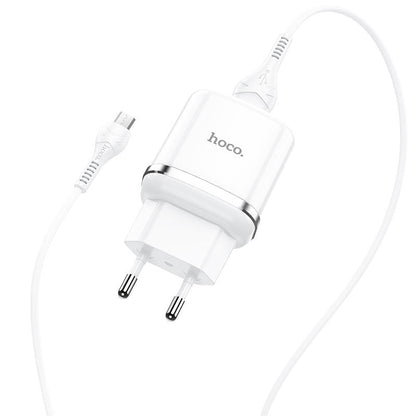 Încărcător Fast Charge HOZRO, Tehnologie Super Rapidă, USB-C, HOCO, N3, Quick Charge, 18W, 1 X USB, cablu MicroUSB, Alb HOZRO