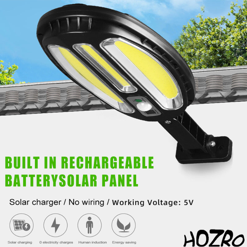 Lampa Solara HOZRO, Model HB-8288A, cu LED-uri Puternice, Senzor de Miscare si Lumina Automata, Impermeabila, Economie de Energie, Ideala pentru Exterior – Curte, Gradina, Garaj sau Terasa HOZRO
