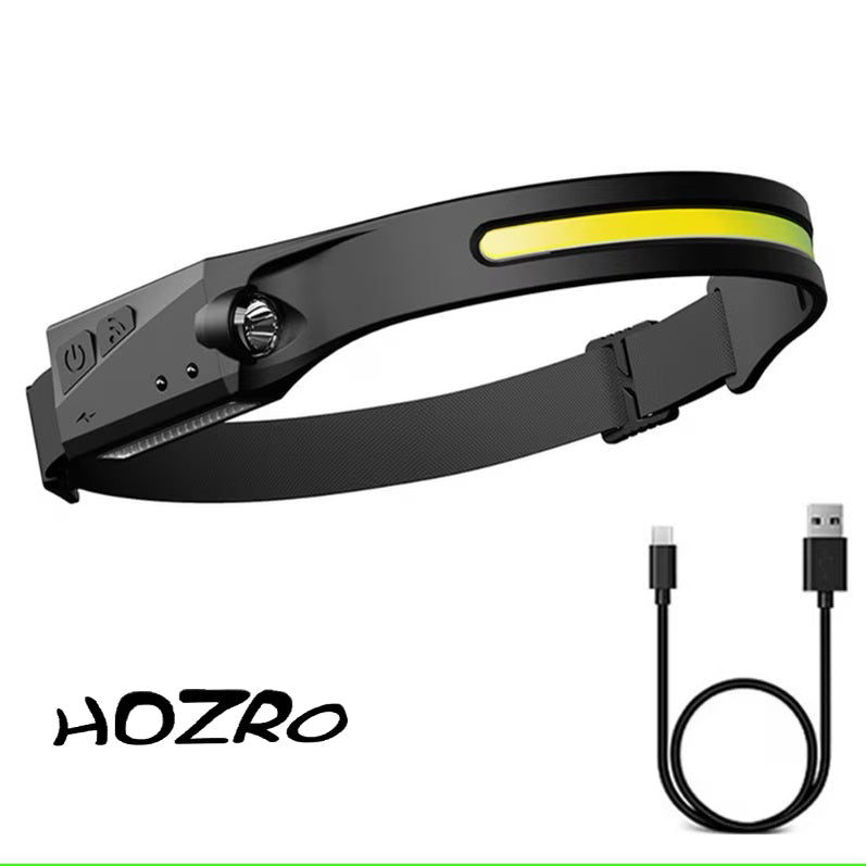 Lanterna LED de cap, HOZRO, iluminare puternica si senzor miscare, pentru vanatoare, pescuit, camping, santier, waterproof, negru OEM
