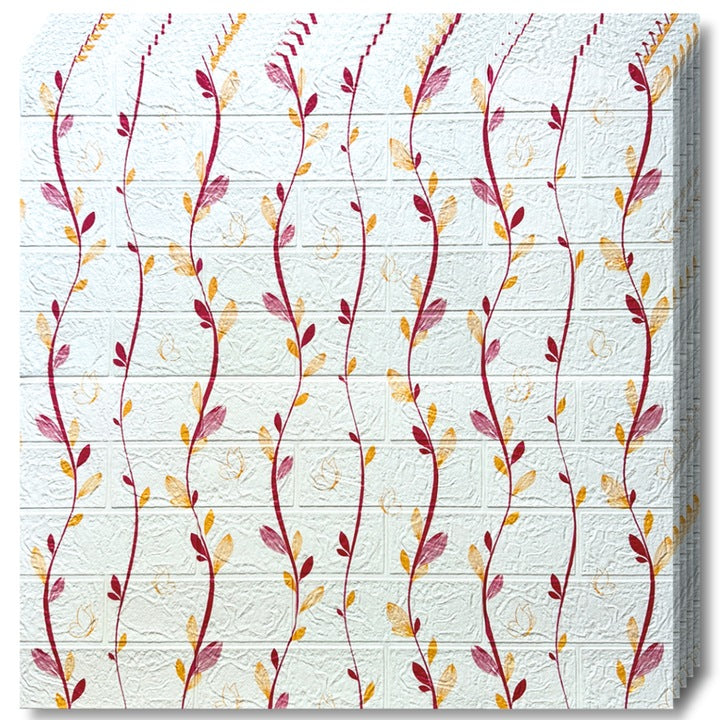 Tapet 3D Decorativ autoadeziv HOZRO, Model frunze Alb/rosu, perete/tavan, waterproof, usor de montat, design modern, 70x70 cm, alb, TAPET 111 HOZRO
