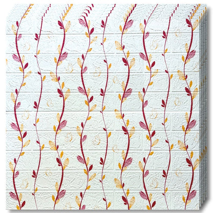 Tapet 3D Decorativ autoadeziv HOZRO, Model frunze Alb/rosu, perete/tavan, waterproof, usor de montat, design modern, 70x70 cm, alb, TAPET 111 HOZRO
