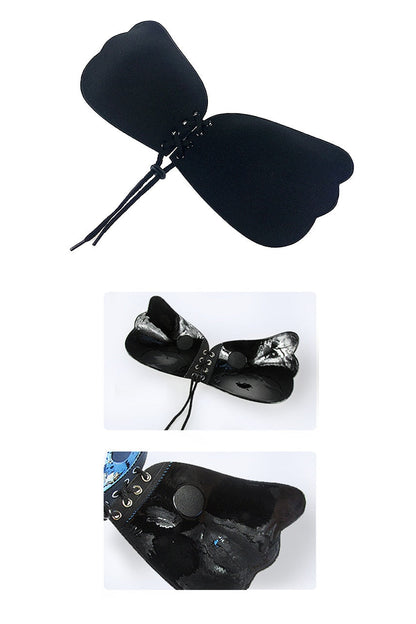 Sutien Push-Up Autoadeziv cu Șnur „NU BRA” Hozro– Negru, Cupa 75D HOZRO
