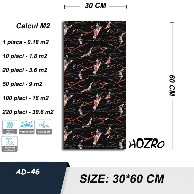 Set Placi imitatie Marmura autoadezive HOZRO, Model premium, pentru pereti, design modern, foarte usor de montat 250-11 BESTSELLS