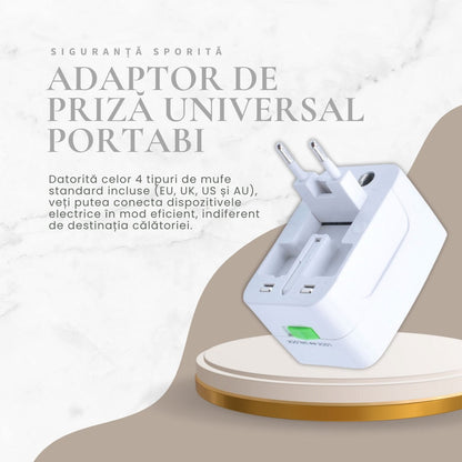 Adaptor Priză Universal Portabil Hozro | Compatibilitate Globală în Peste 150 de Țări, Protecție la Supratensiune și Indicator LED HOZRO
