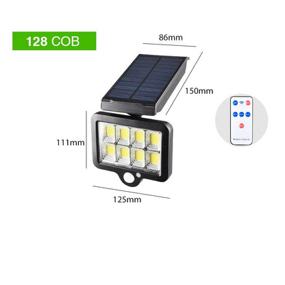 Lampa HOZRO cu incarcare solara, 128 x LED COB, senzor de miscare/lumina/stare de veghe, buton ON/OFF, rotatie 360°, telecomanda inclusa YT-140 HOZRO