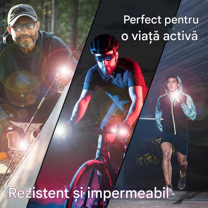Set Manusi cu Lanterna LED HOZRO®, Impermeabile si Durabile, Unisex, Marime Ajustabila, Confortabile din Poliester, pentru Reparatii, Mecanica, Camping, Pescuit, Drumetii si Uz Casnic, Negru BESTSELLS