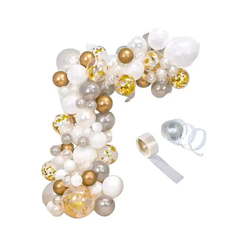 Set 68 baloane Arcada din latex Hozro®, auriu/alb, 25 cm, Accesorii Elegante pentru Petreceri, Nuntă sau Evenimente Tematice, Material Rezistent HOZRO