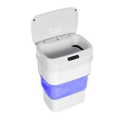 Cos inteligent,  Hozro , de gunoi electric Smart Trash Can, cu senzor de miscare, pliabil, 8 l-17.5 l, alb/albastru, HOZRO